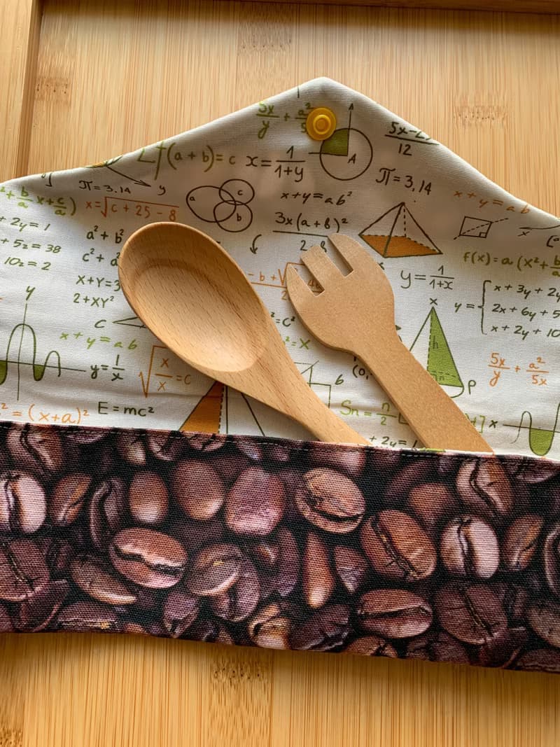 文青風環保筷袋 ~品一杯咖啡 收納 手作餐具袋 純棉