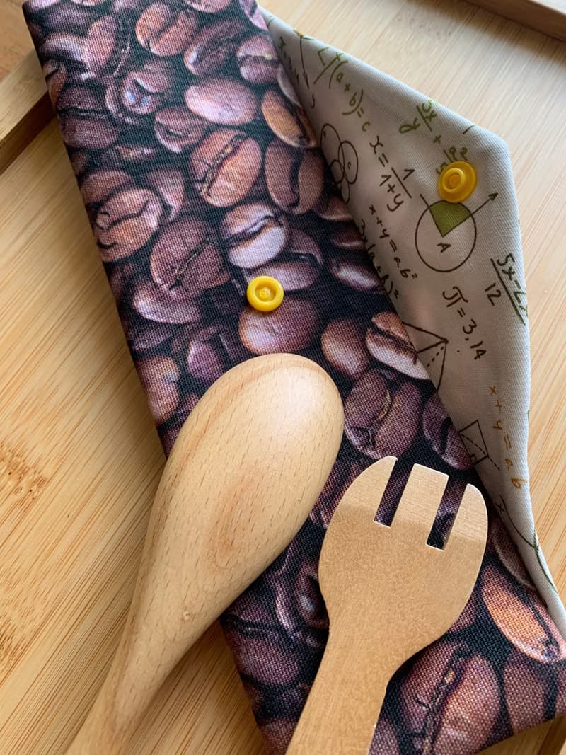 文青風環保筷袋 ~品一杯咖啡 收納 手作餐具袋 純棉