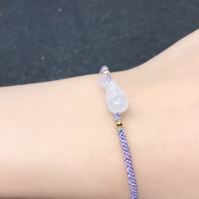【招財神獸】冰種翡翠貔貅平安扣編織手鍊 | 天然緬甸玉A貨翡翠 |