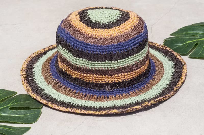 七夕禮物 民族風棉麻帽 漁夫帽 遮陽帽 手工鉤織帽-薄荷巧克力
