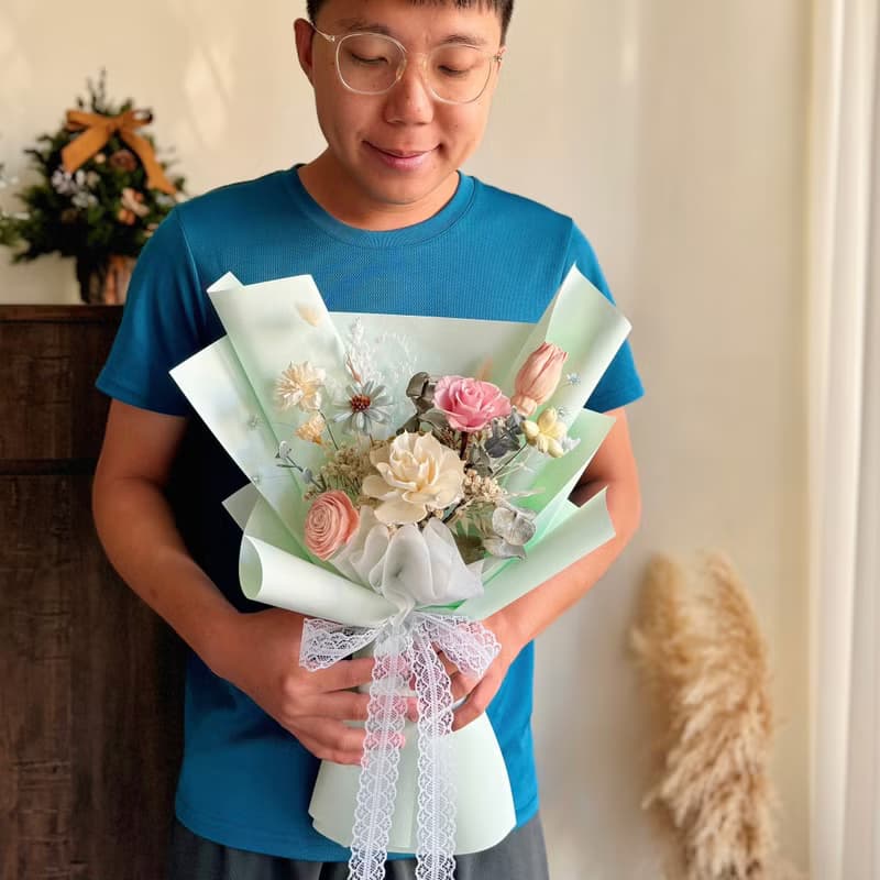 薄荷 永生玫瑰花束