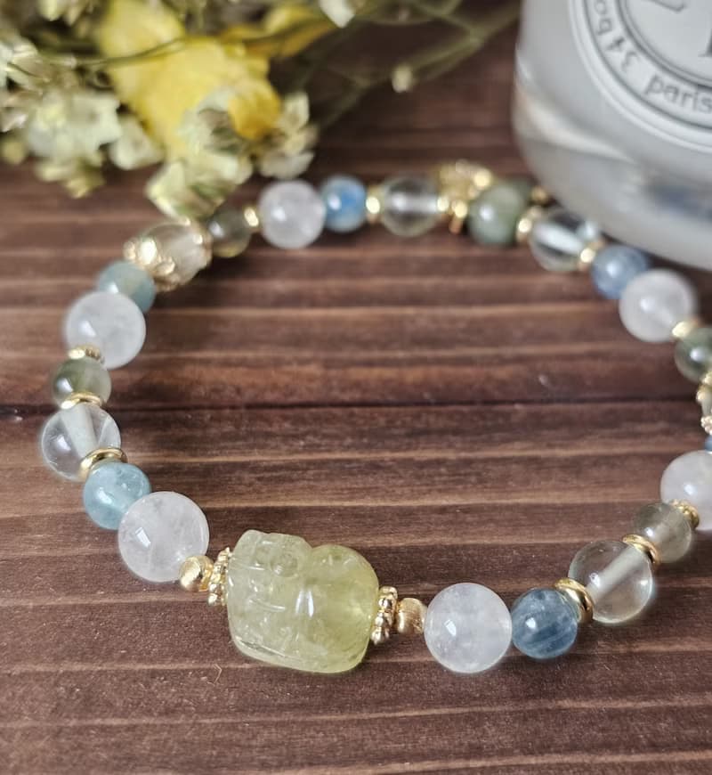 清新薄荷糖-綠石榴石/白幽靈/綠髮晶/藍綠晶/綠螢石/水晶手鍊