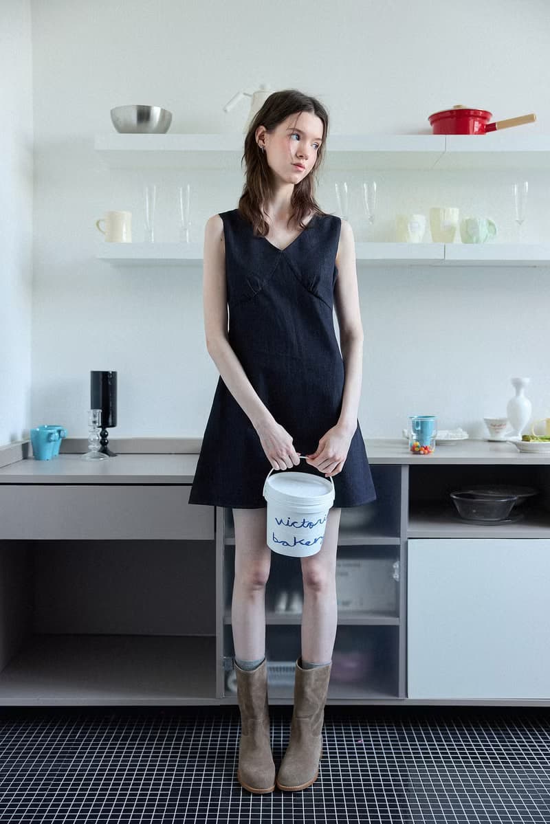 如果夏天不停 碎花V領牛仔背心連身裙