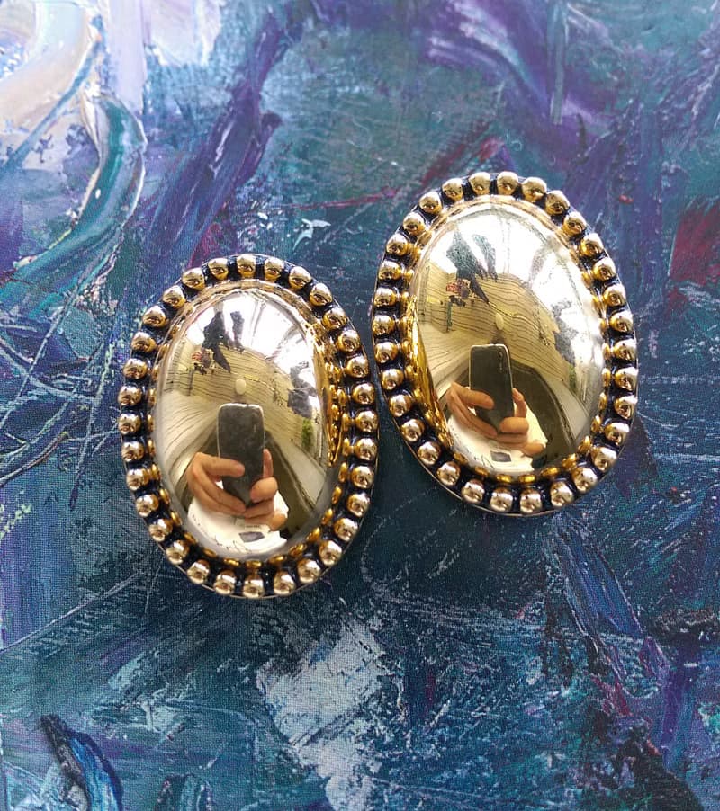 Vintage Jewelry 西洋古董飾品 Liz Claiborne 簡約橢圓 夾式耳環