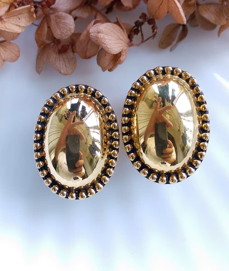 Vintage Jewelry 西洋古董飾品 Liz Claiborne 簡約橢圓 夾式耳環