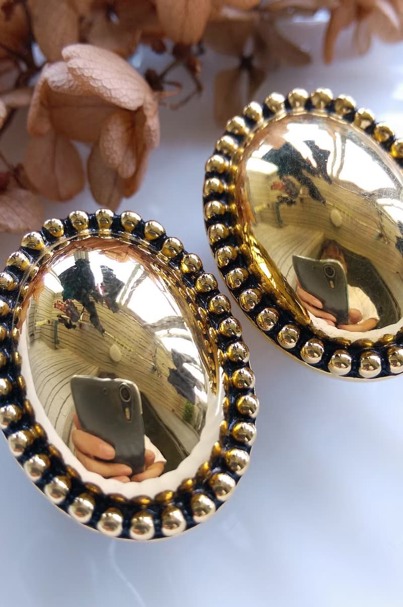 Vintage Jewelry 西洋古董飾品 Liz Claiborne 簡約橢圓 夾式耳環
