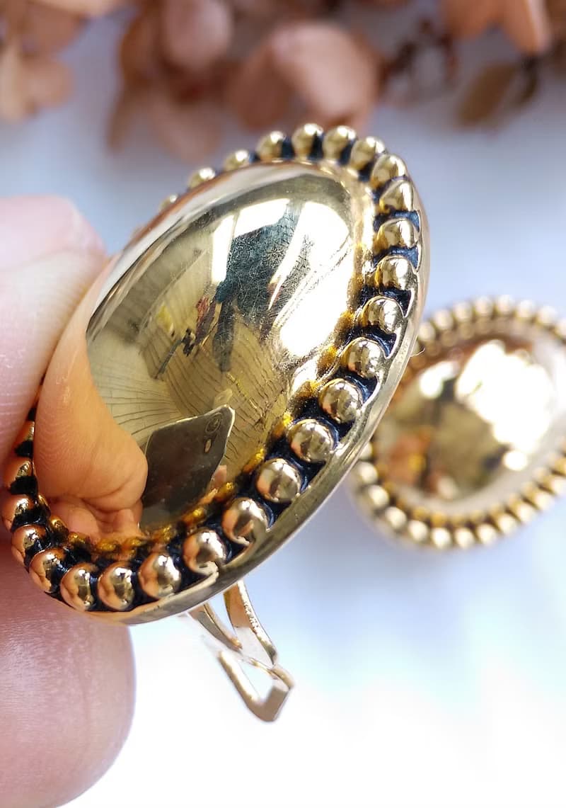 Vintage Jewelry 西洋古董飾品 Liz Claiborne 簡約橢圓 夾式耳環