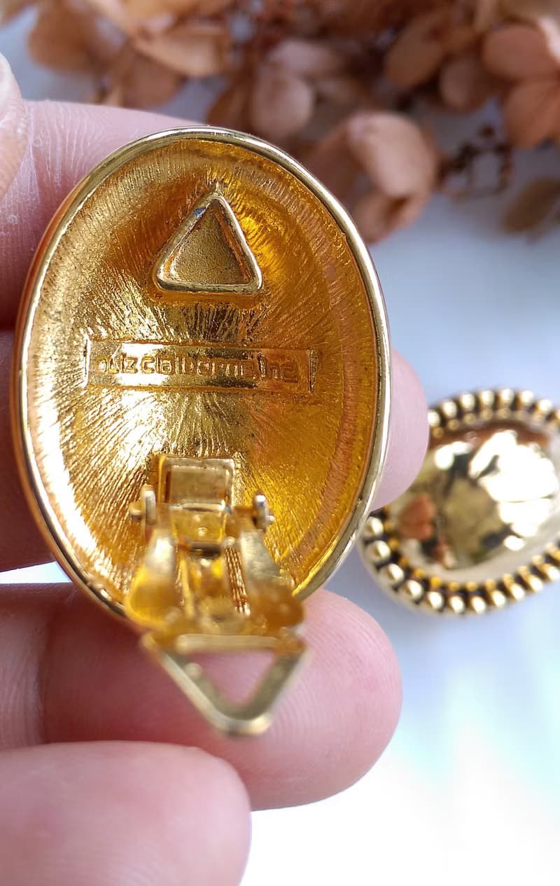 Vintage Jewelry 西洋古董飾品 Liz Claiborne 簡約橢圓 夾式耳環
