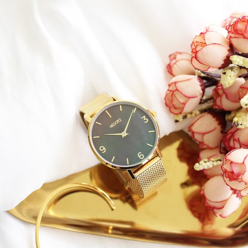 CERES系列天然珍珠母貝手錶 女錶 / 金色