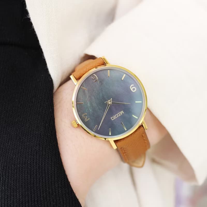 CERES系列天然珍珠母貝手錶 女錶 / 金色