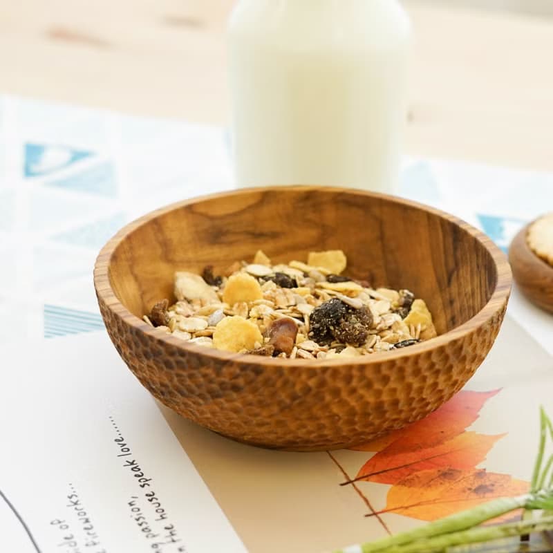 天然柚木碗/碗/飯碗/湯碗-波點款│食用安心不上漆原木製