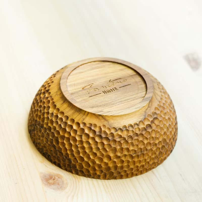 天然柚木碗/碗/飯碗/湯碗-波點款│食用安心不上漆原木製