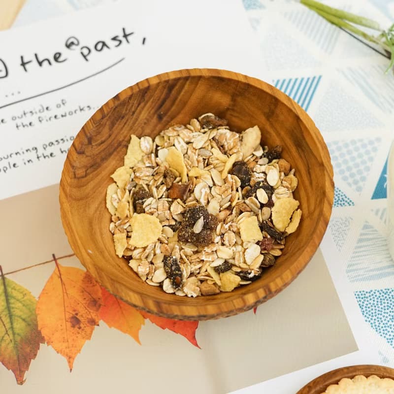 天然柚木碗/碗/飯碗/湯碗-波點款│食用安心不上漆原木製