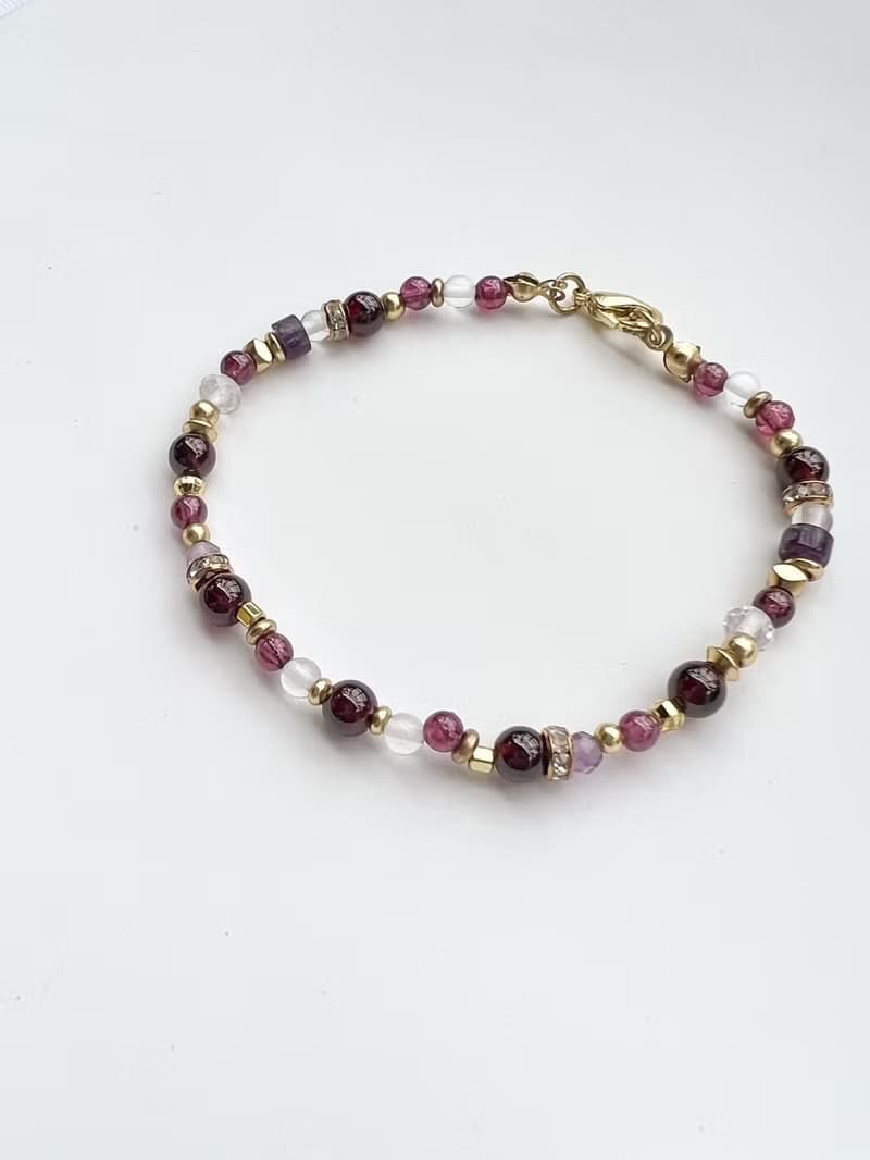 【星座雙鍊 牡羊座】火象星座 紅石榴石 紫水晶 水晶手鍊