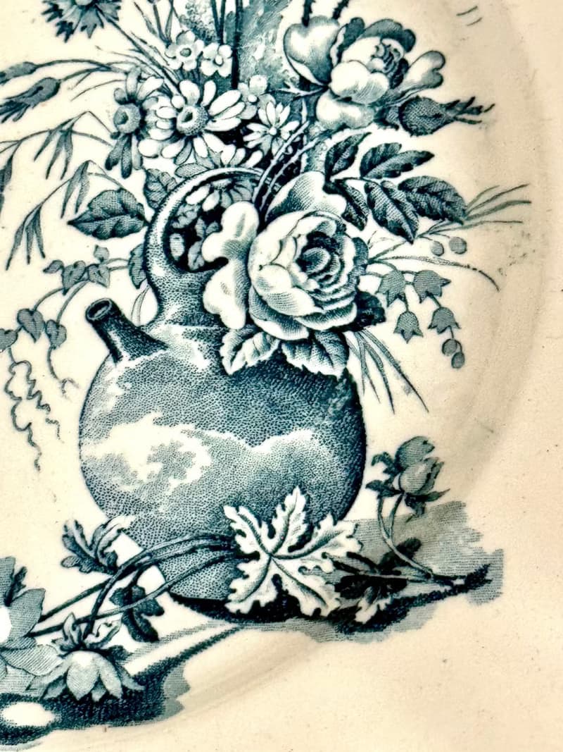 40515- 罕見法國K&G Luneville四方型餐盤 CHAMPÉTRE系列 23.5cm