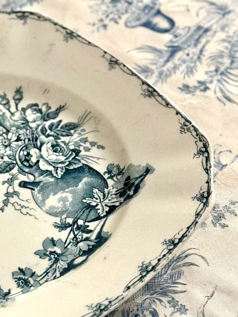 40515- 罕見法國K&G Luneville四方型餐盤 CHAMPÉTRE系列 23.5cm