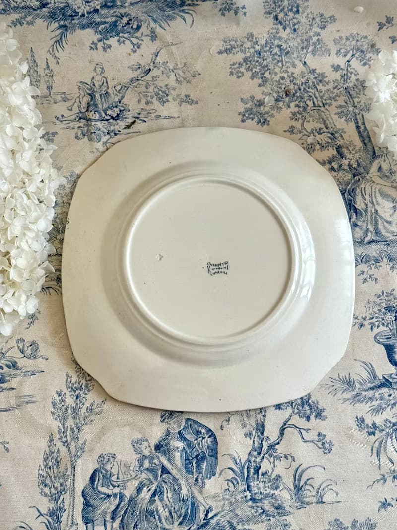 40515- 罕見法國K&G Luneville四方型餐盤 CHAMPÉTRE系列 23.5cm