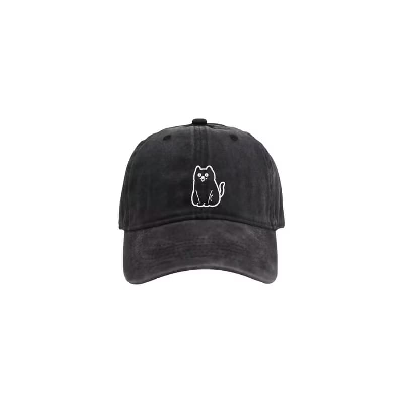 CHILL CAT EMBROIDERY HAT / 口水貓刺繡Cap帽 5色洗水 男女同款