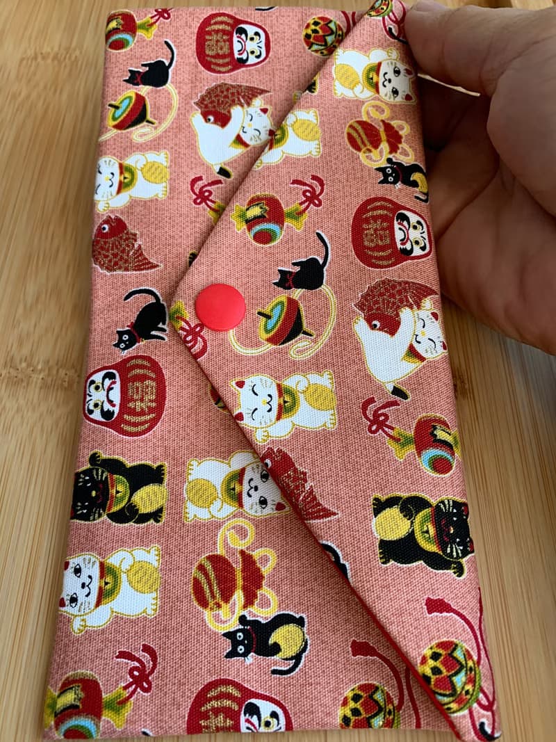 浪漫招財貓-豆沙粉 婚禮  橫式收納袋 衛生棉收納袋 存摺袋