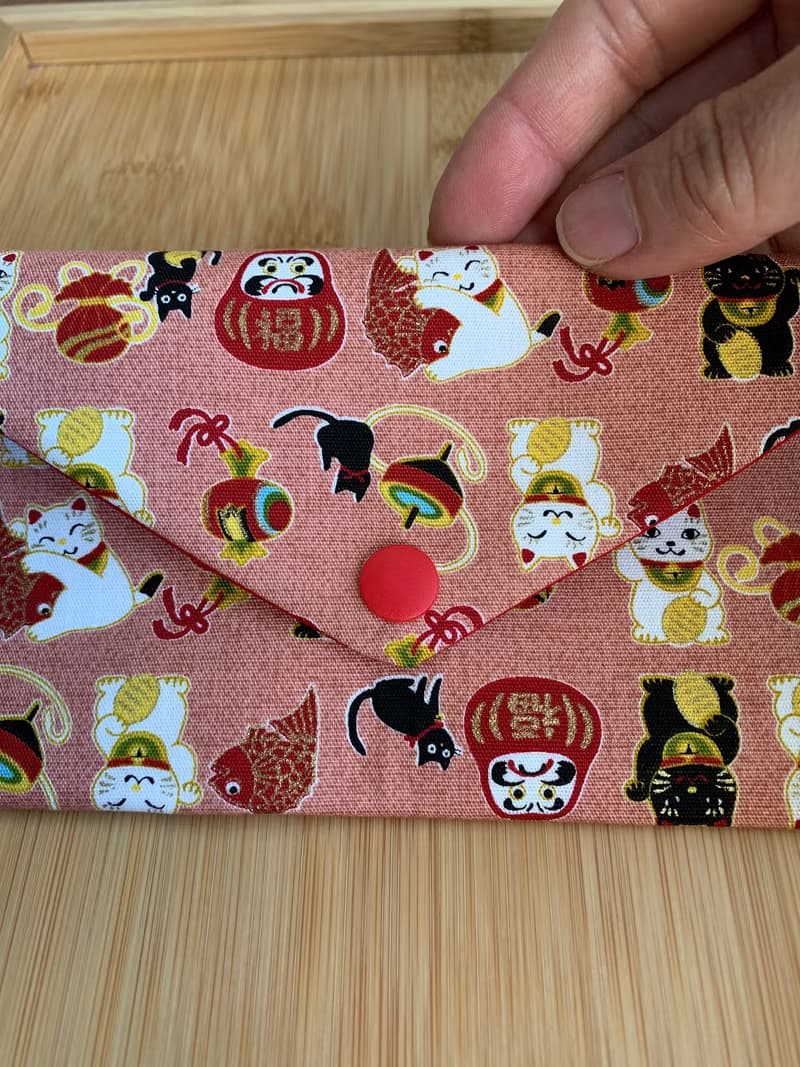 浪漫招財貓-豆沙粉 婚禮  橫式收納袋 衛生棉收納袋 存摺袋