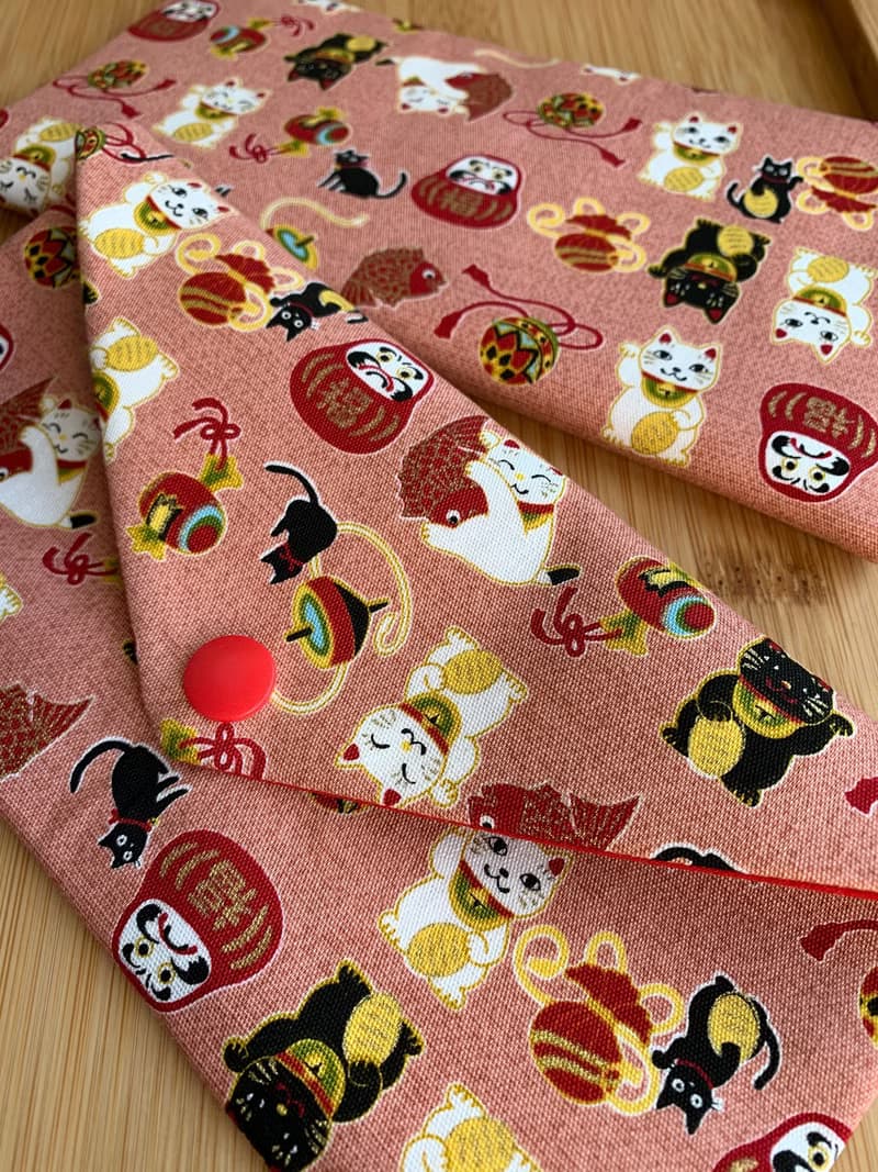 浪漫招財貓-豆沙粉 婚禮  橫式收納袋 衛生棉收納袋 存摺袋