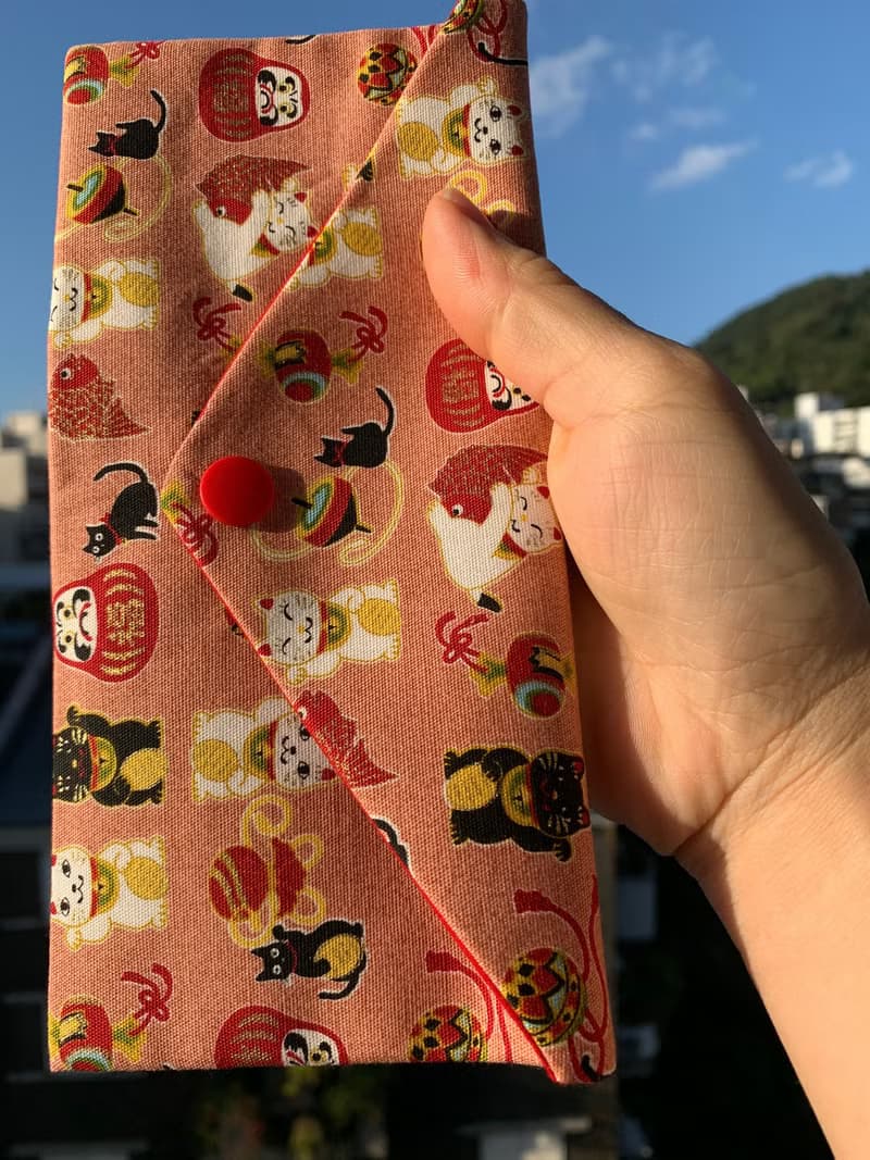 浪漫招財貓-豆沙粉 婚禮  橫式收納袋 衛生棉收納袋 存摺袋