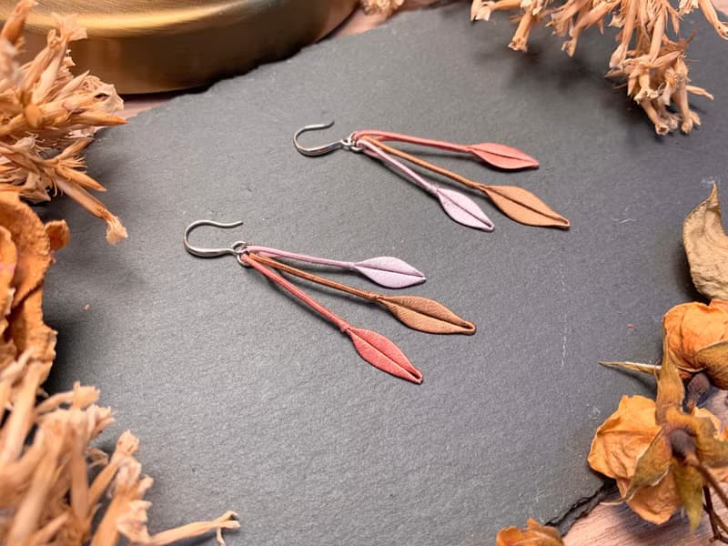 Re-Re蠶絲金工—蘇菲雅三葉耳環