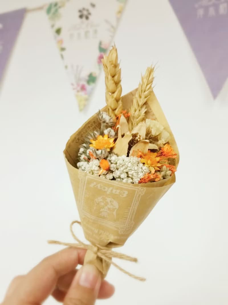 迷你乾燥花束禮盒(中)-陽光橙黃 婚禮小物 聖誕禮物