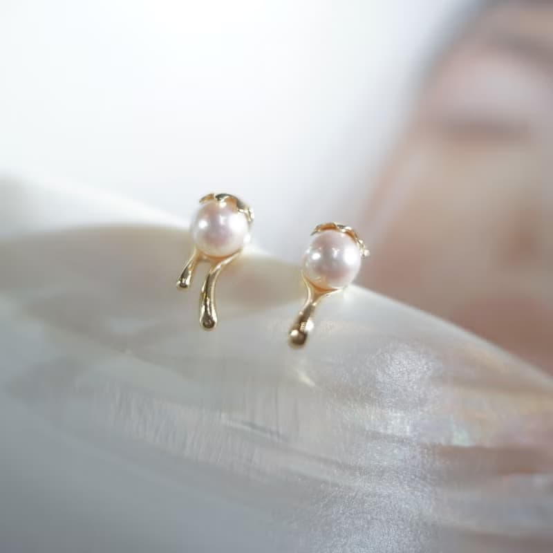 融化的冰淇淋 珍珠耳環耳釘