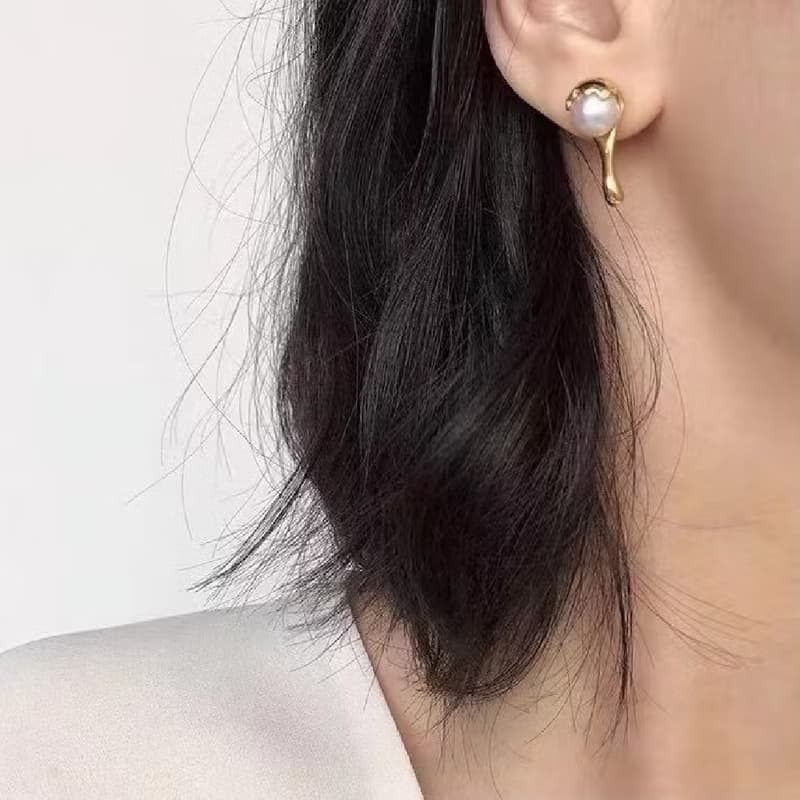 融化的冰淇淋 珍珠耳環耳釘