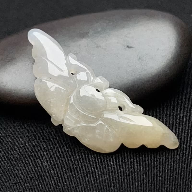冰糯飄黃翡翠蝴蝶吊飾 | 天然緬甸玉翡翠A貨