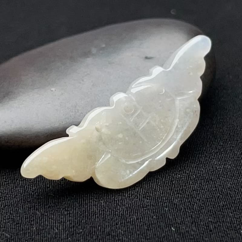 冰糯飄黃翡翠蝴蝶吊飾 | 天然緬甸玉翡翠A貨