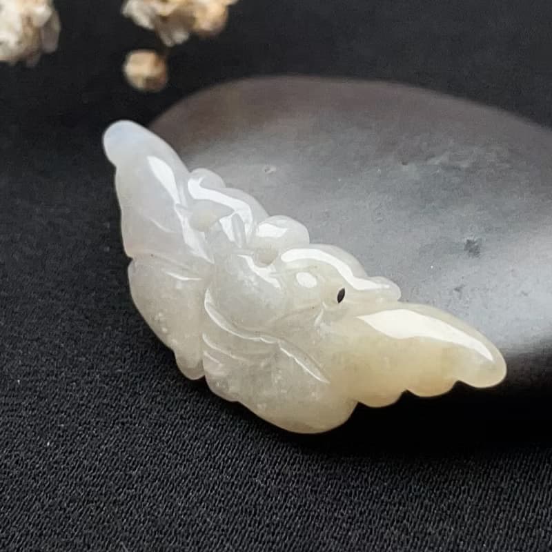 冰糯飄黃翡翠蝴蝶吊飾 | 天然緬甸玉翡翠A貨