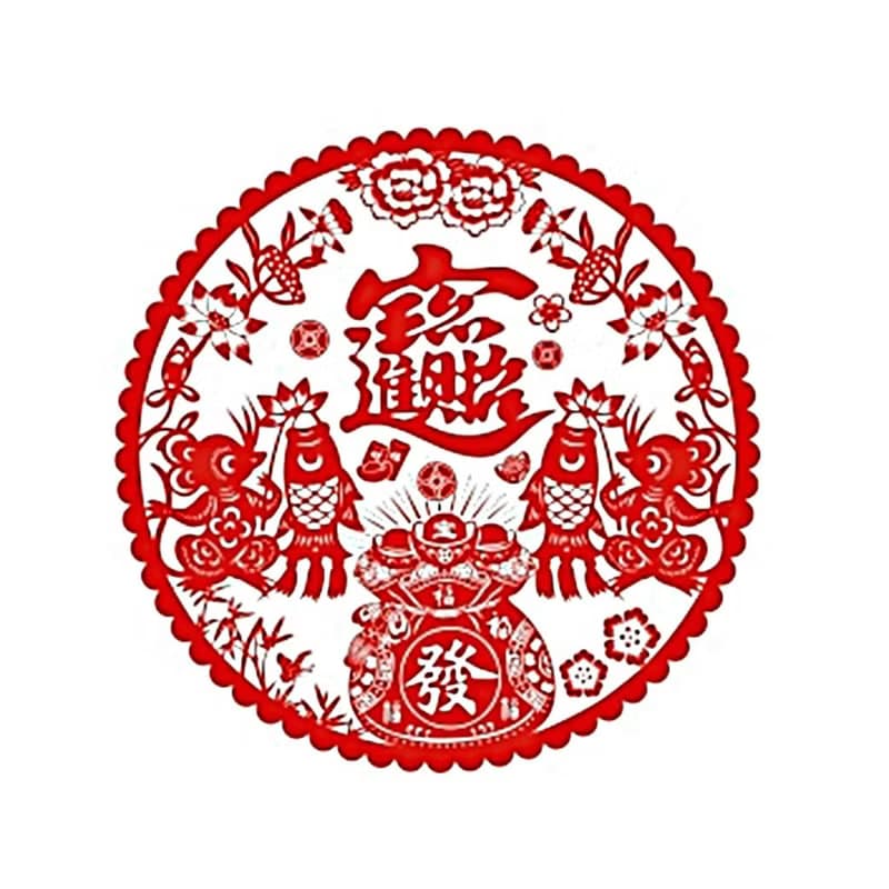 蛇年獨家組合 透明玻璃静電貼窗貼剪紙風格-主賜平安 招財進寶