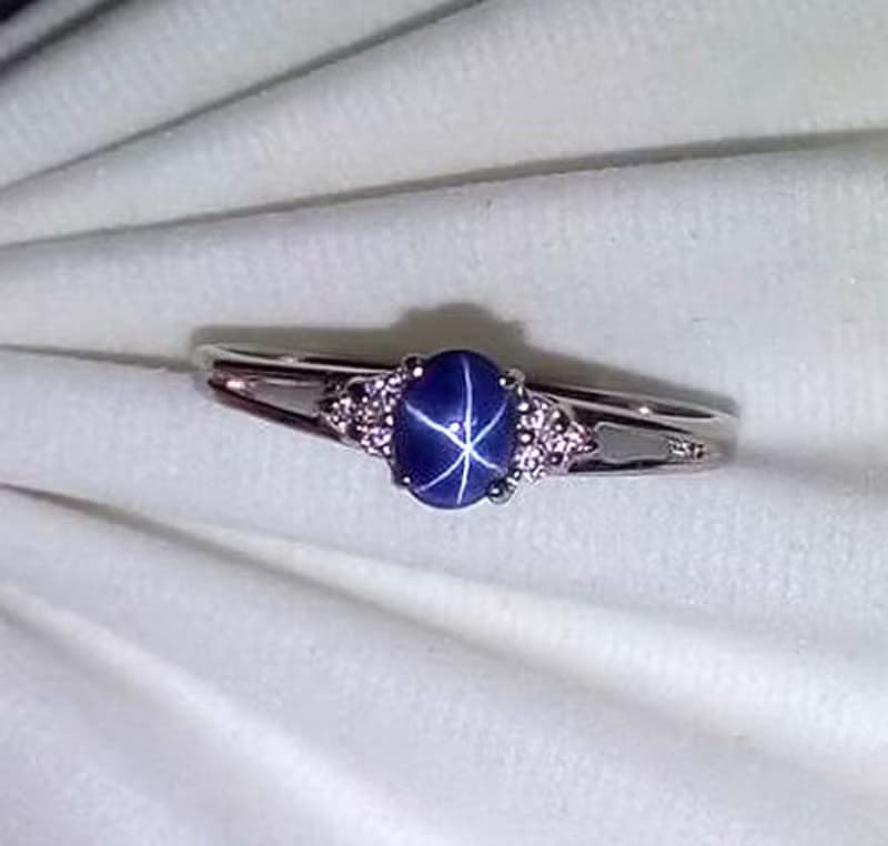 Natural star sapphier ring silver sterling birthday size 7.0 free resize