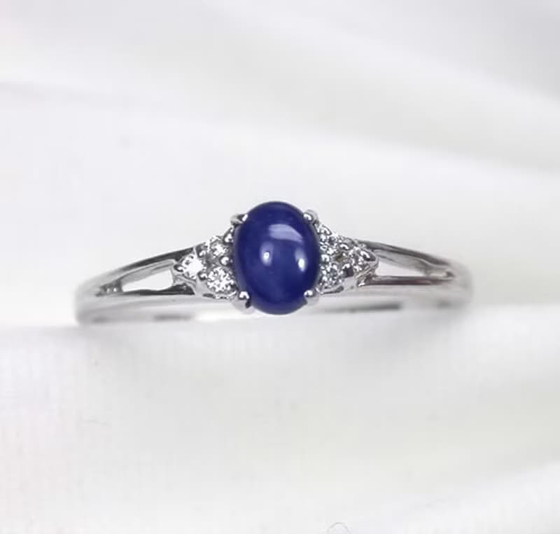 Natural star sapphier ring silver sterling birthday size 7.0 free resize