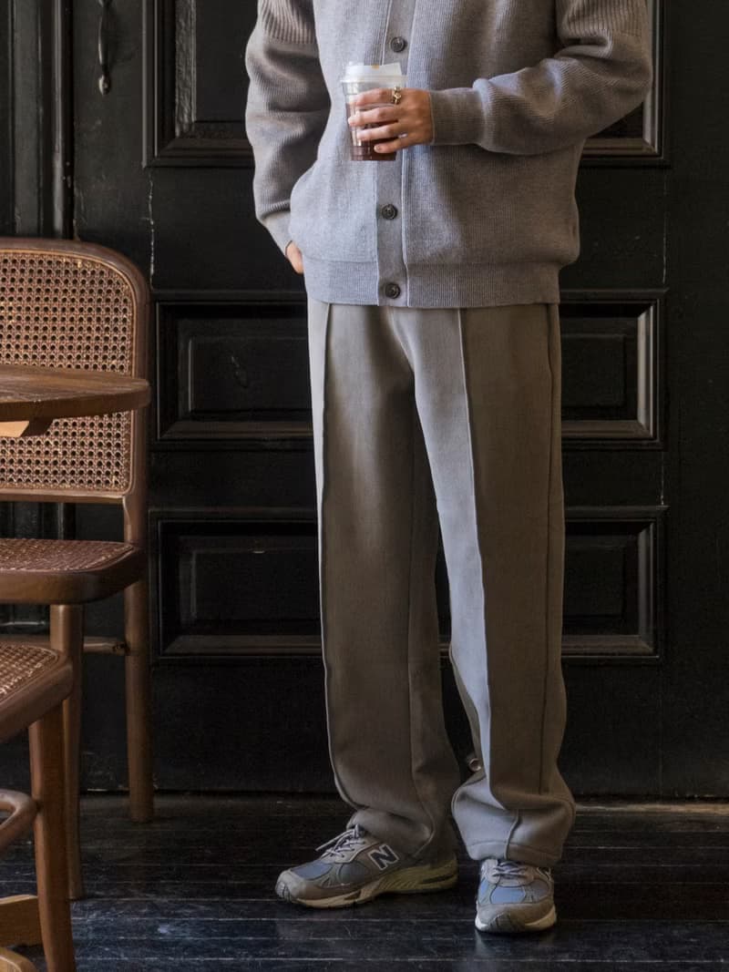 PANTS 秋冬厚款垂感直筒褲復古中縫線設計加絨保暖鬆緊腰休閒長褲