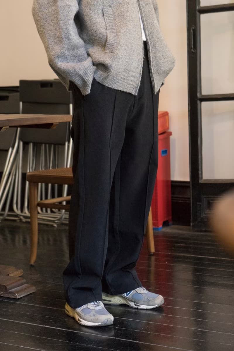 PANTS 秋冬厚款垂感直筒褲復古中縫線設計加絨保暖鬆緊腰休閒長褲