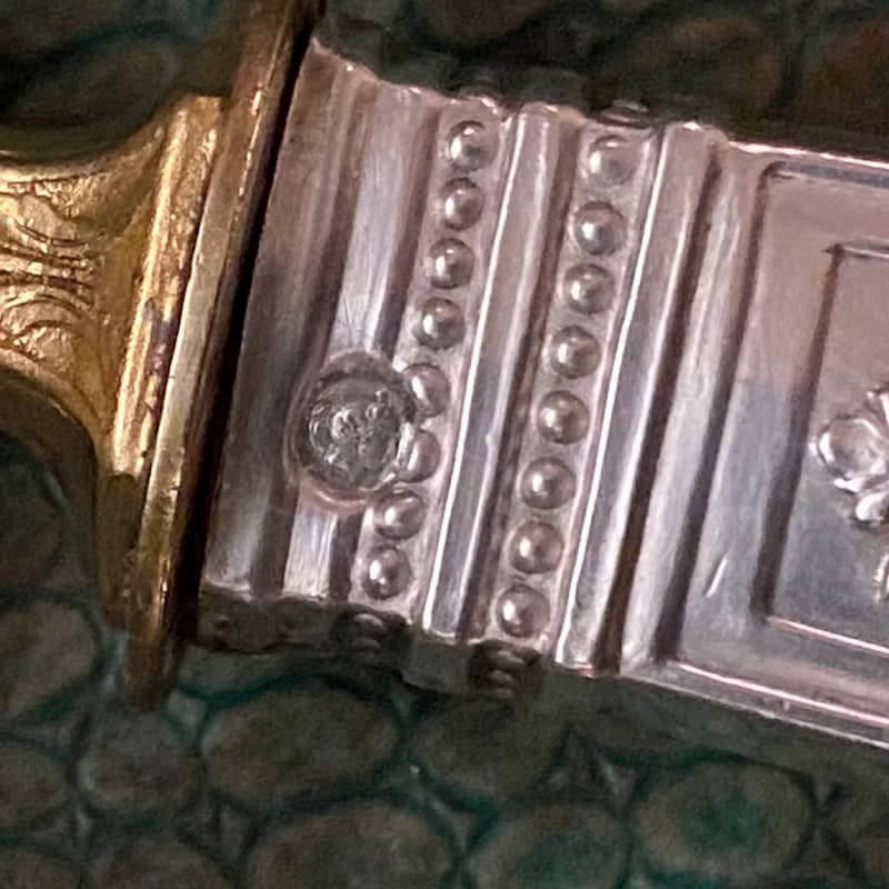 19世紀末 Louis XVI 復興風格法國純銀柄 雙色魚餐具組