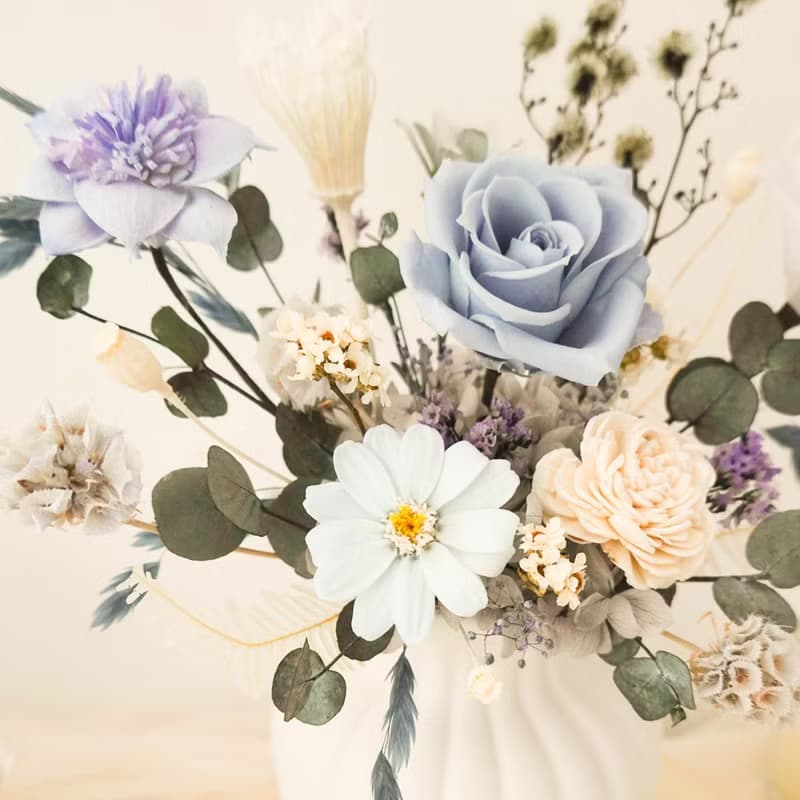 曲線瓶盆花-天藍色