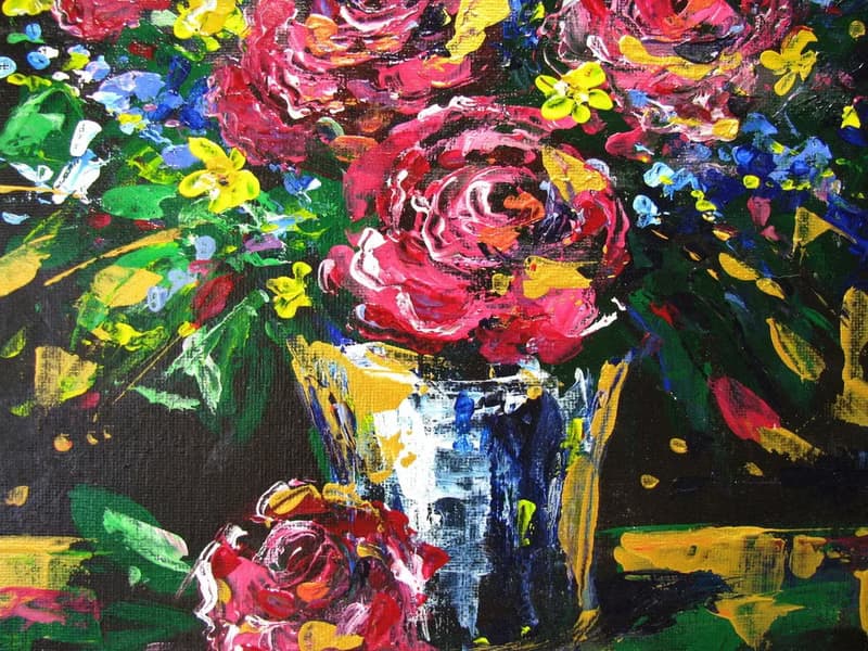 Abstract Acrylic Flower Bouquet Canvas Panel Framed Art Gift