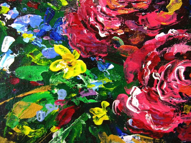 Abstract Acrylic Flower Bouquet Canvas Panel Framed Art Gift