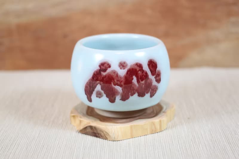 【送禮好物】汝窯銅紅 牛血紅 大圓融杯 名家葉敏祥手作