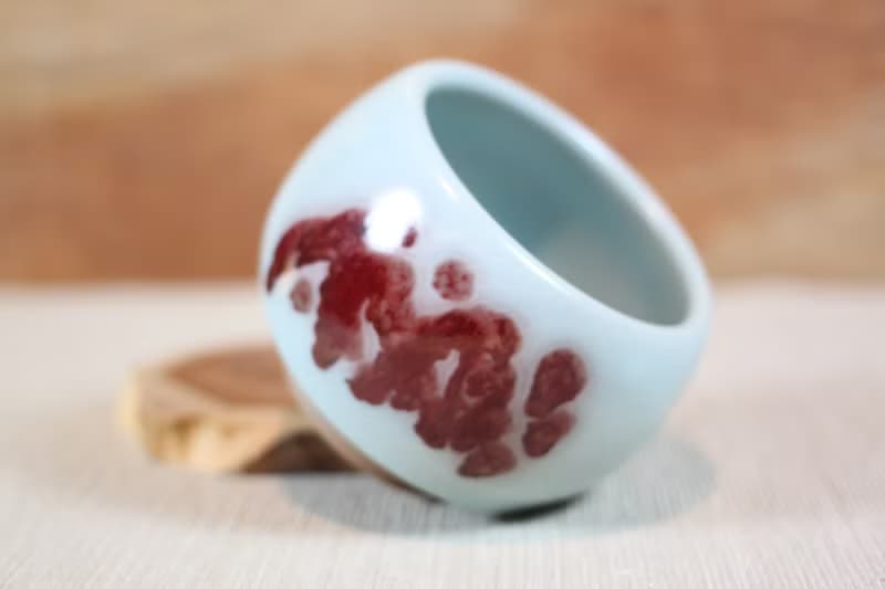 【送禮好物】汝窯銅紅 牛血紅 大圓融杯 名家葉敏祥手作