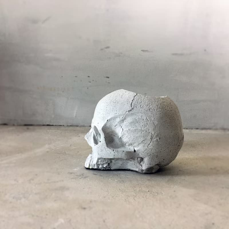 曙MUSE 水泥骷髏盆栽擺飾 手作 擴香石 擺件 辦公室小物 個性禮物