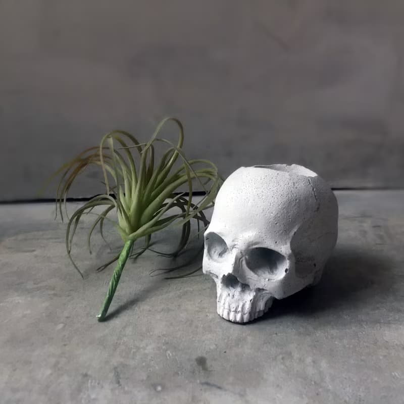 曙MUSE 水泥骷髏盆栽擺飾 手作 擴香石 擺件 辦公室小物 個性禮物
