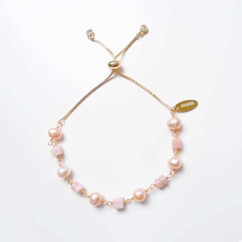 Stone and pearl  Slider Bracelet