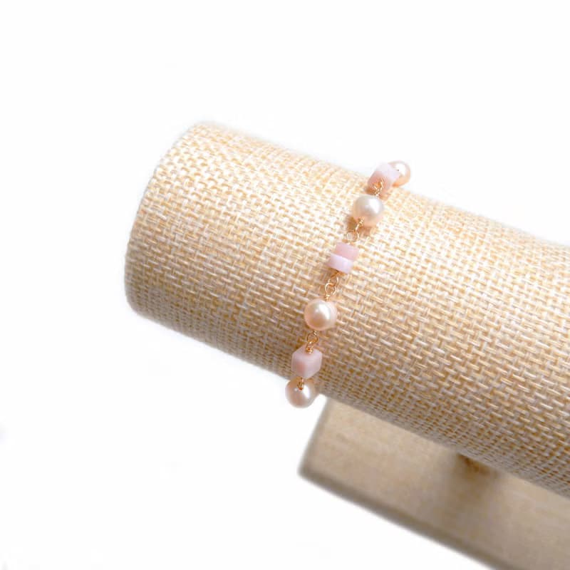 Stone and pearl  Slider Bracelet