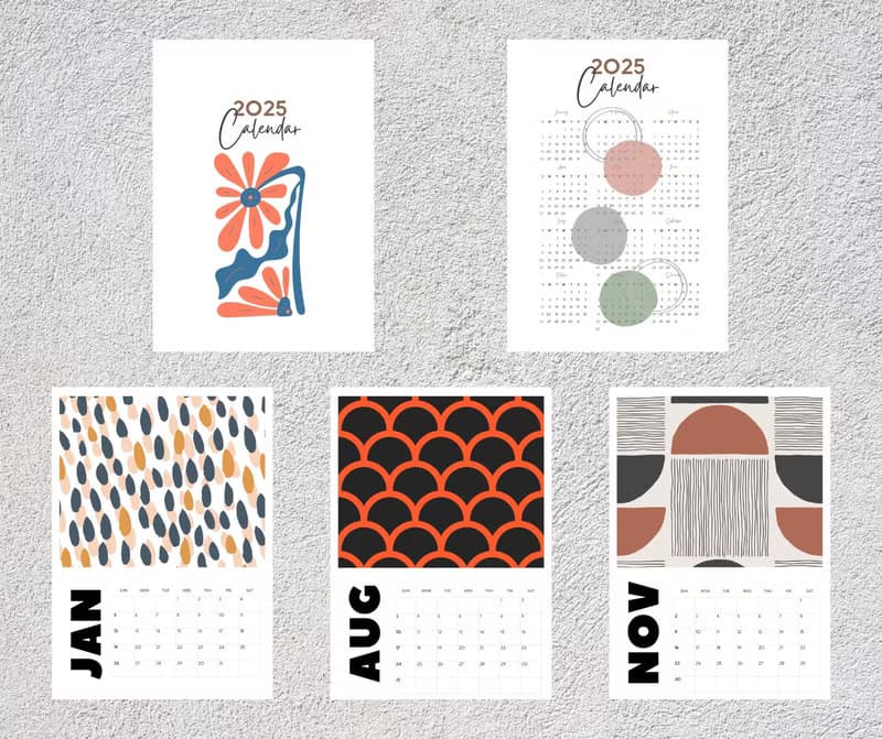 【數位】Calendar 2025 Geometric Pattern 2025, 2025 calendar portrait, 2025 printable