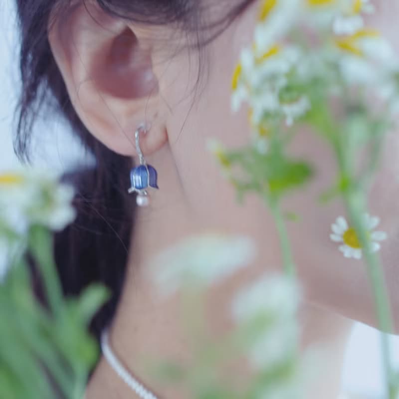 彌諳【風鈴草耳環】精緻設計款琺琅925銀鍍金輕珠寶耳飾